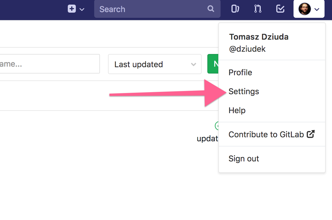 Going to GitLab Settings